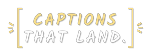 Bracketed caption style: spaced hand-lettered capitals between yellow brackets with little rays