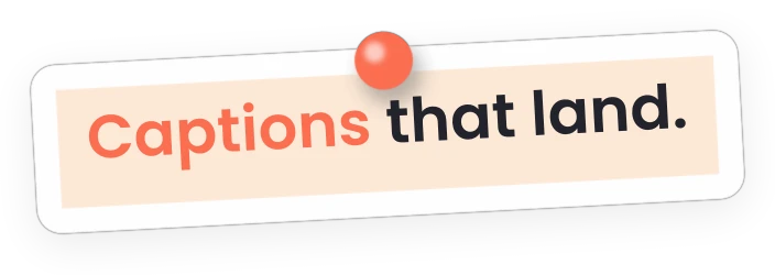 Pinned caption style: the caption on a tilted pastel note in a white frame, with a push-pin