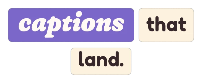 Tiles caption style: each word on a cream tile, the key word on a purple one